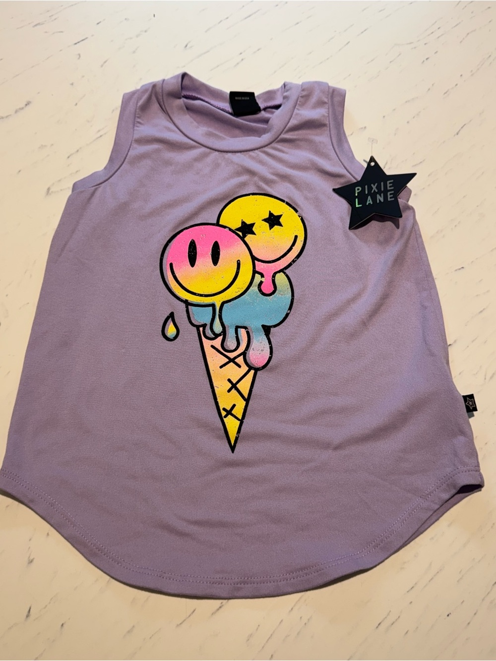 Pixie Lane Lilac Smiley Ice Cream Tank for Kids